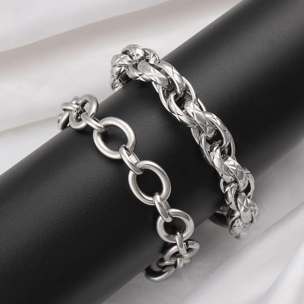 Unisex Hip Hop Titanium Steel Clasp Bracelet - Simple, Thick, Trendy Jewelry