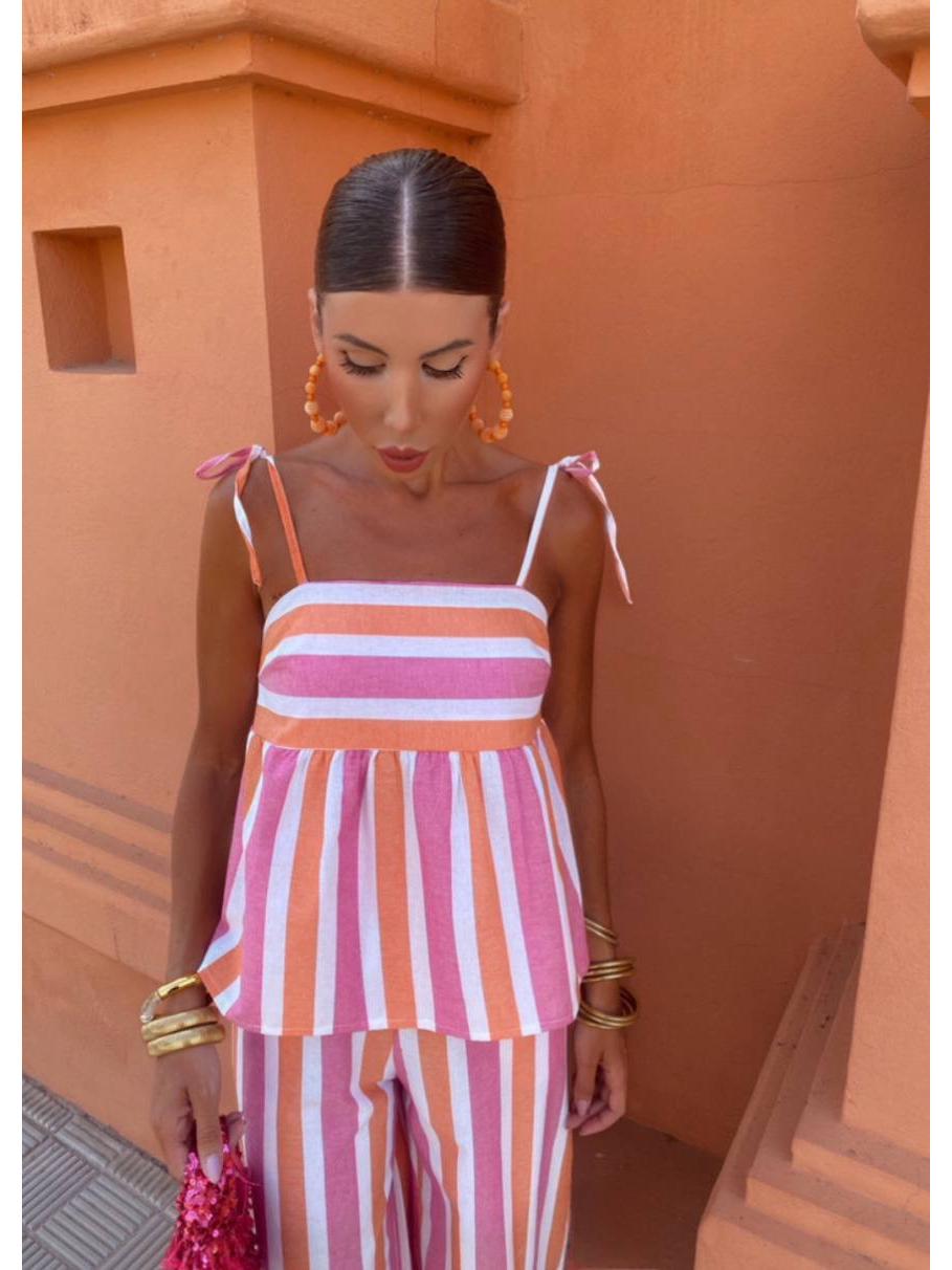 

2024 Two-Tone Patchwork Camisole Top and Long Pants Set: European & American Style Medium