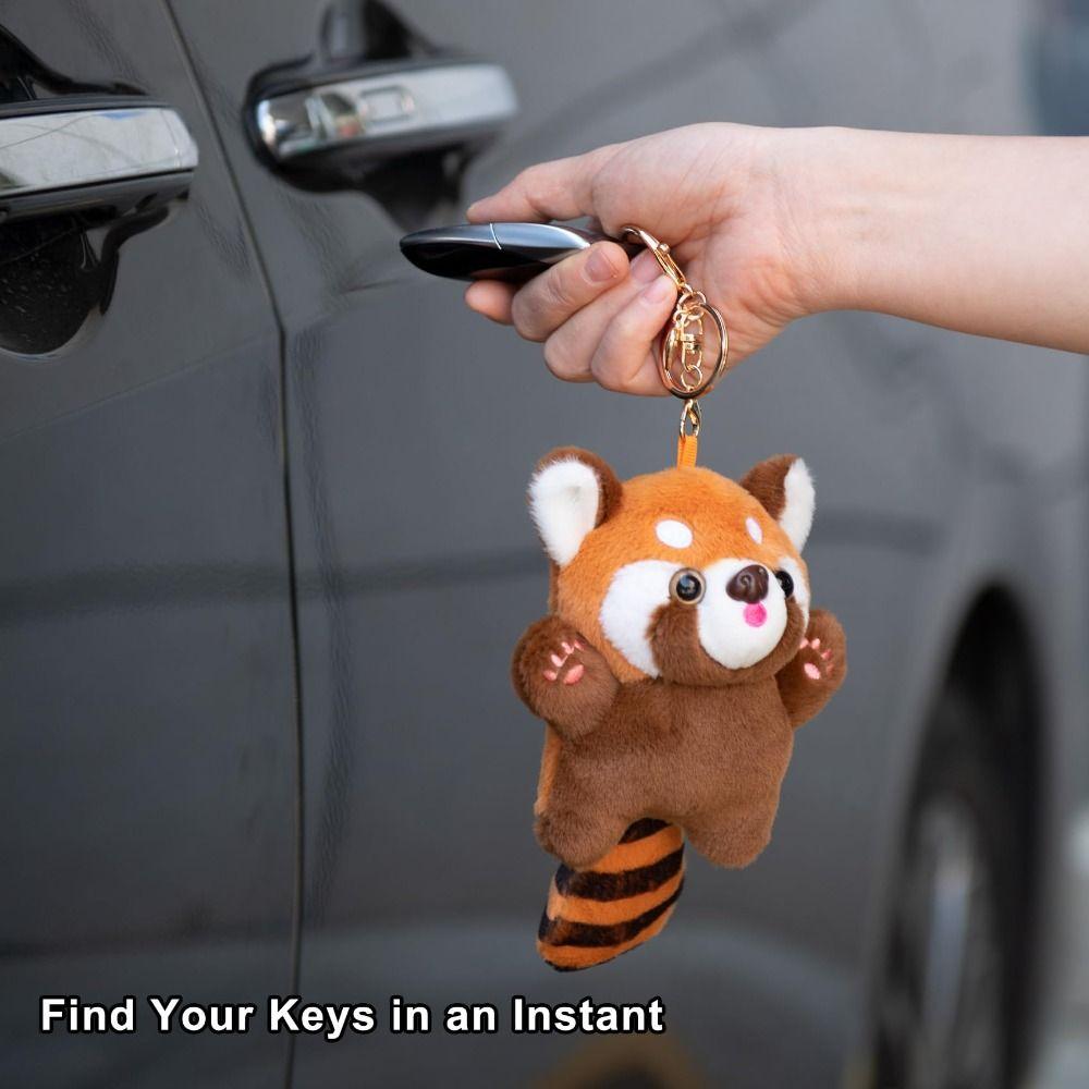 With Keyring Red Panda Keychain Plush Stuffed Doll Charm Raccoon Plush Pendant  Backpack Decoration
