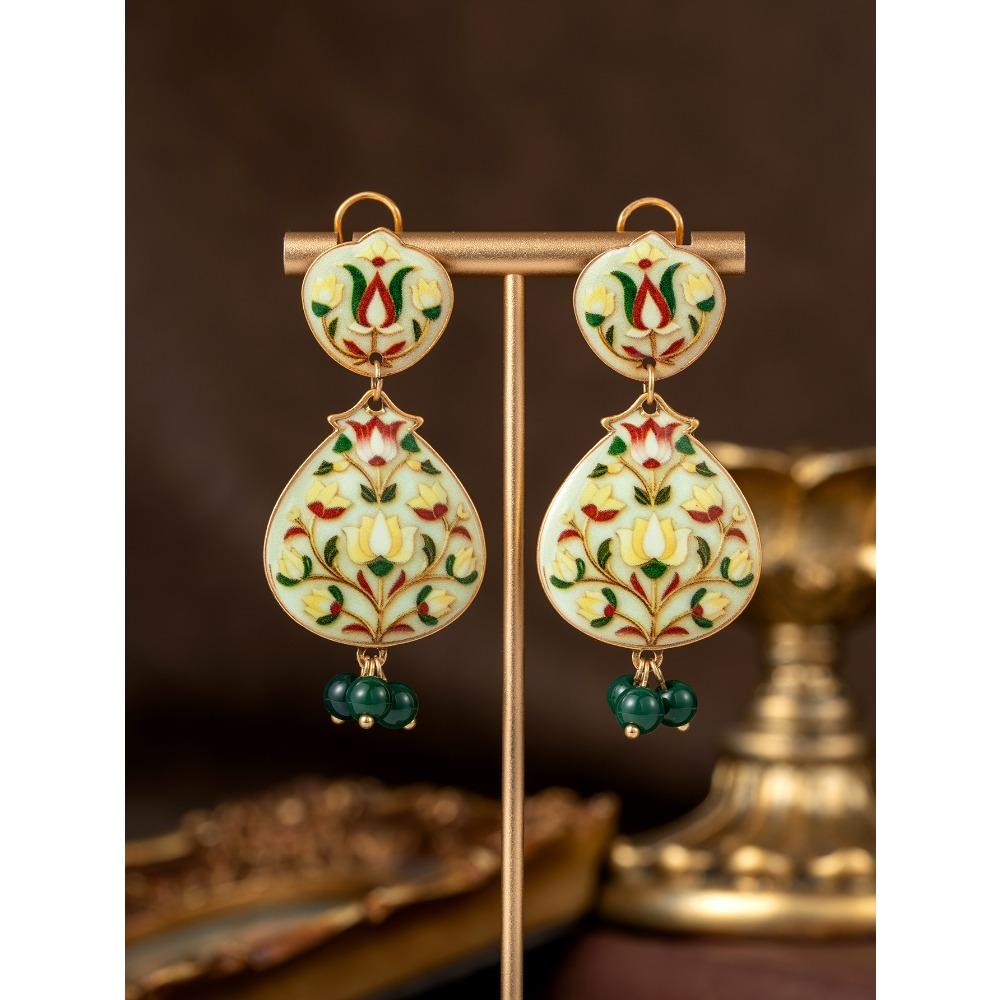 Enamel Relief National Style New Chinese Plum Blossom Earrings Medieval Vintage Gorgeous Retro Old Earrings