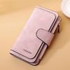 Handheld Three Folding Wallet Frosted PU Leather Coin Purse Simple Credit Card Bag  Female