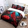 Vibrant Red Bird Stained Glass Decor Exquisite Three-Piece Bedding Set Gift For Kids And Adults