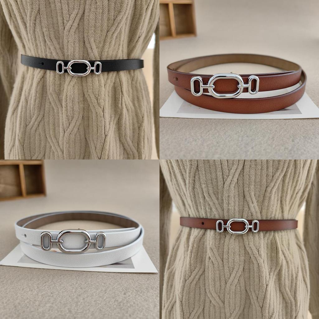Genuine Twolayer Leather Belt For Women With Metal Buckle Suitable For Shirts And Skirts