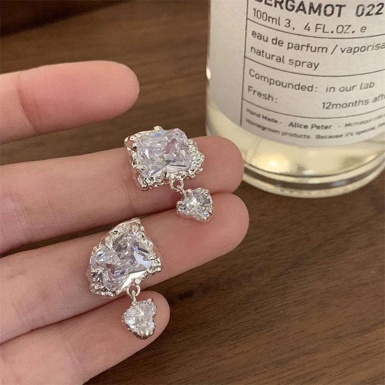 French Design Zirconia Geometric Earrings - Elegant, Retro, Sweet Fashion Studs