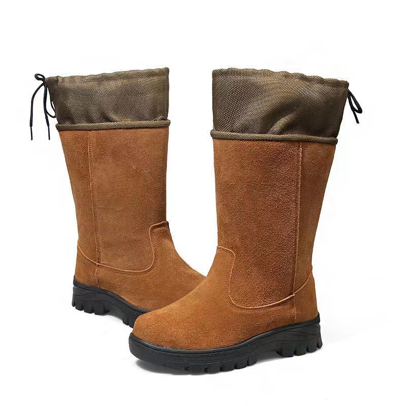 

Мужские пыленепроницаемые тканевые шерстяные ботинки, утолщенные противоскользящие, ветрозащитные, пескостойкие, теплые, высокие хлопковые ботинки, полностью кожаные ботинки 44