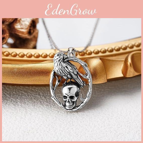 Skull Necklaces Gothic With Vintage Finish And Crow Shape Design Halloween For