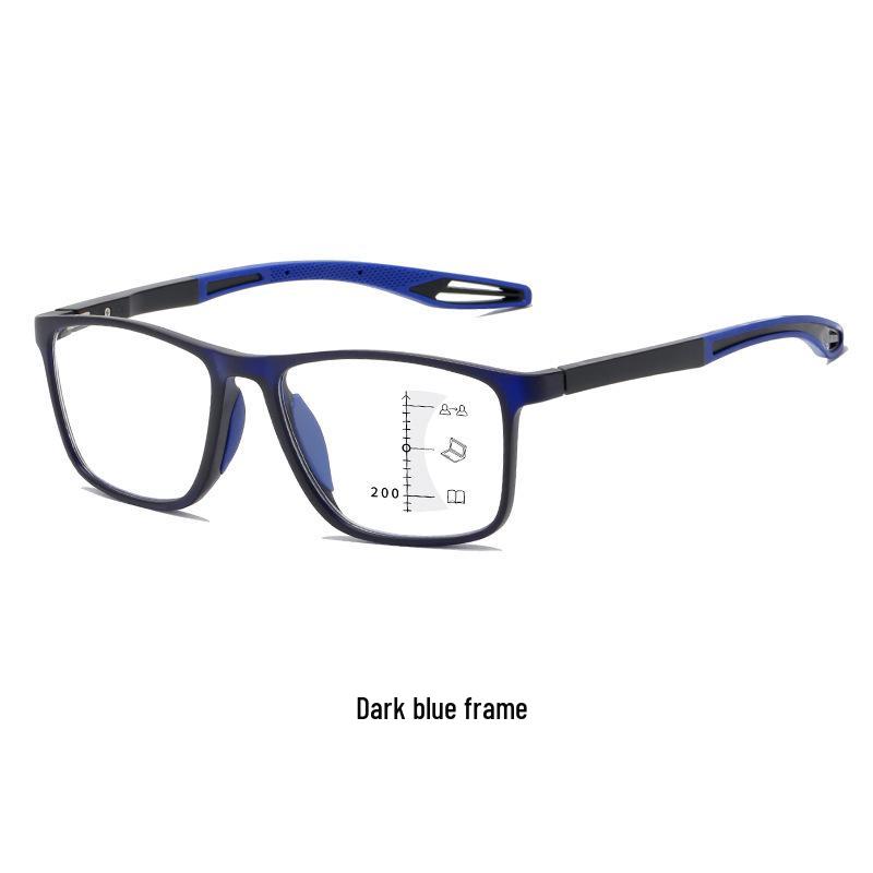 New TR90 Multifocal Progressive Sports-Style HD Reading Glasses, Anti-Blue Light, Suitable for Near and Distance Viewing