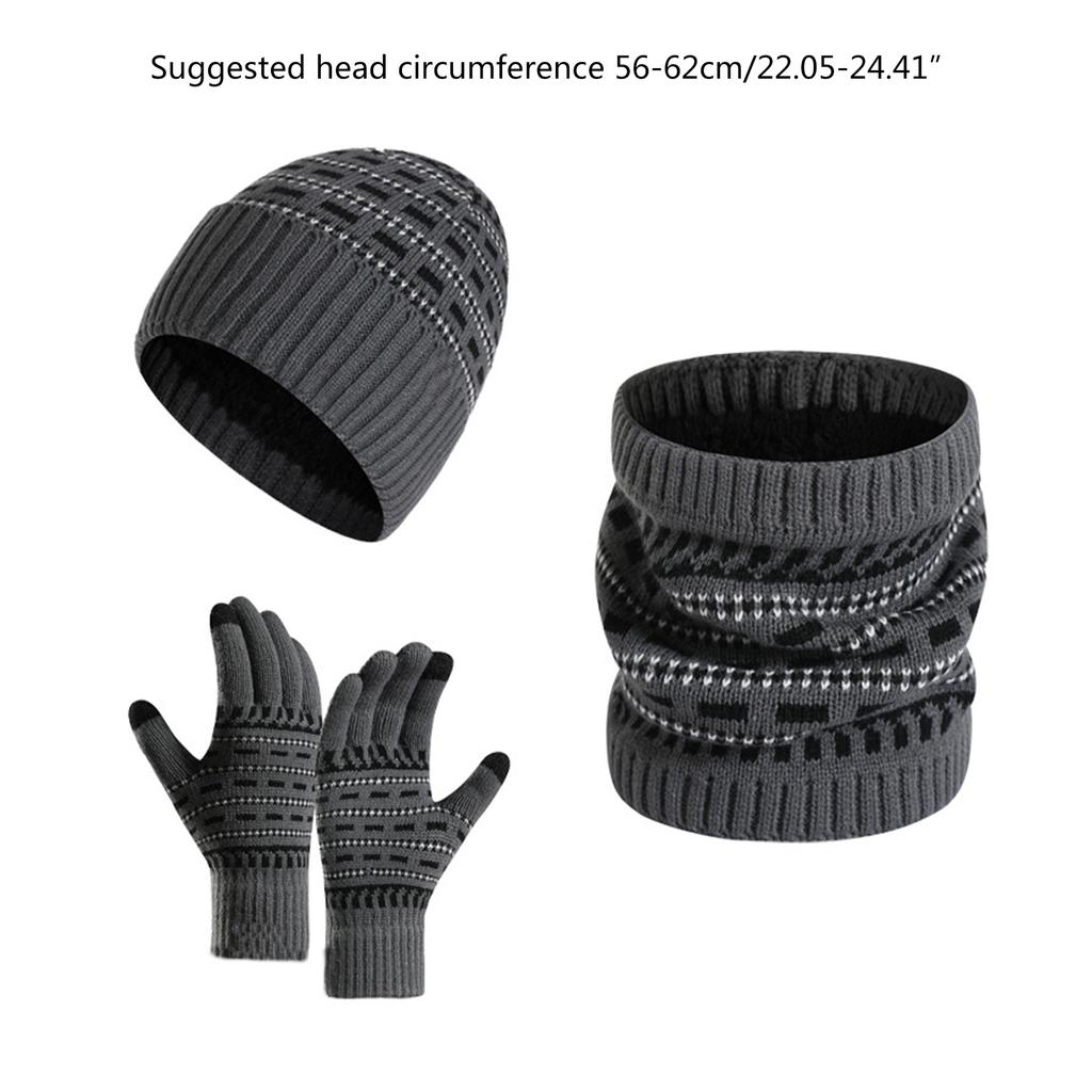 3PCS Fashion Teens Christmas Knit Hat Gloves Neck Gaiter Suits Adult Winter Outdoor Warm Hat Students Windproof Supplies