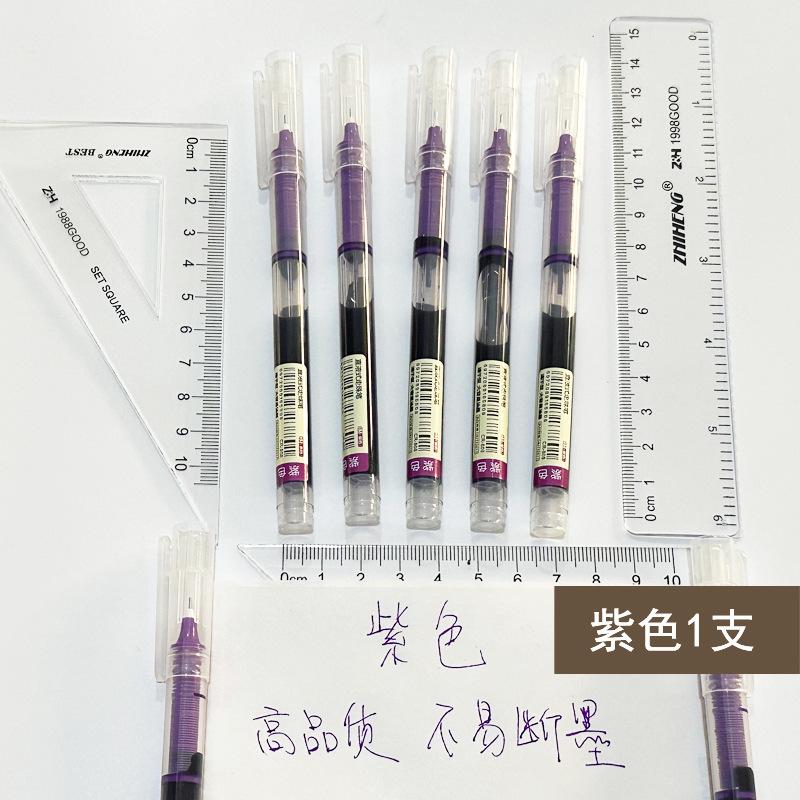 Quick-Drying Large Capacity Rollerball Pens for Writing, Purple, 5-Pack