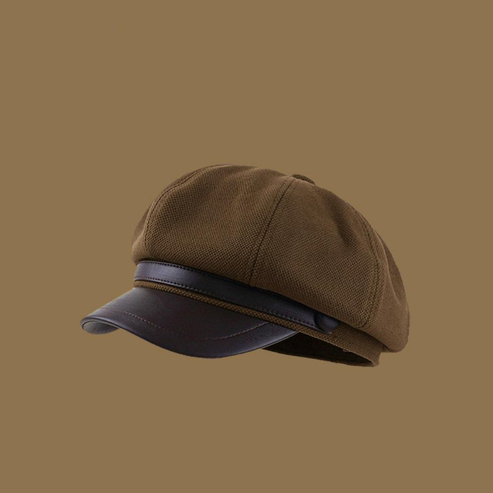 

Повседневный берет из искусственной кожи, осенне-зимняя шляпа художника, модный женский берет, для девушки коричневый