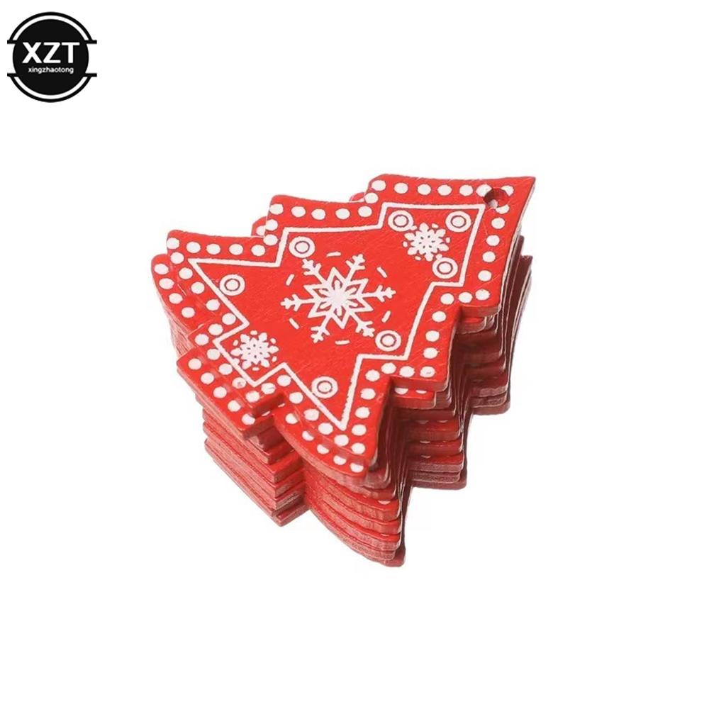 10PCs 5cm Wooden Christmas Ornaments Kids Toys For Chirstmas Tree Hanging Pendants Xmas DIY Decoration For Home Party New Year