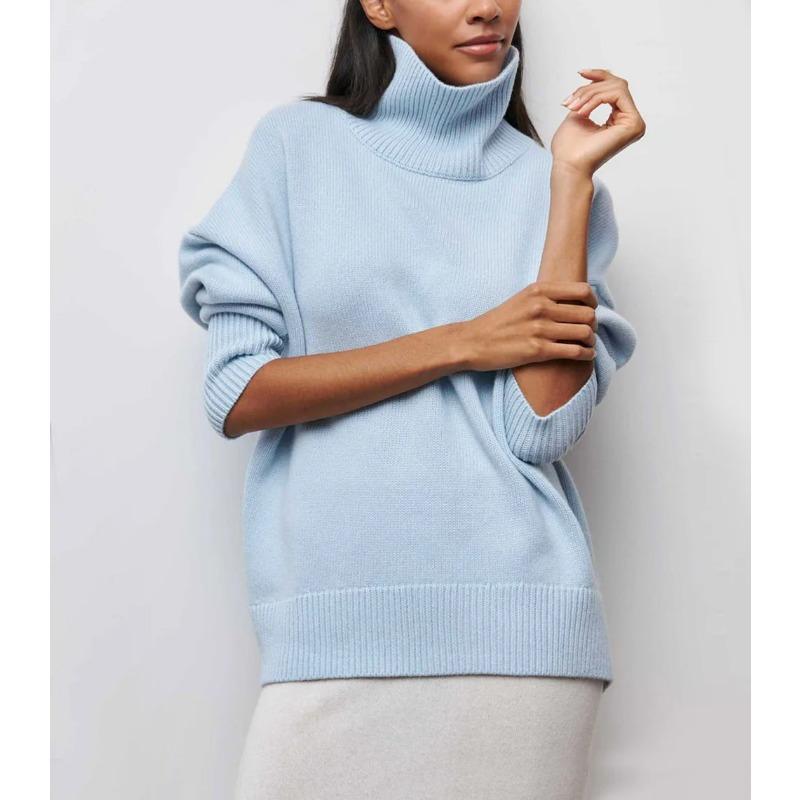 Women's Knitted Sweater Turtleneck White Black Christmas Loose Oversized Pullover Casual Knitwear Soft Sweater for Women 2025