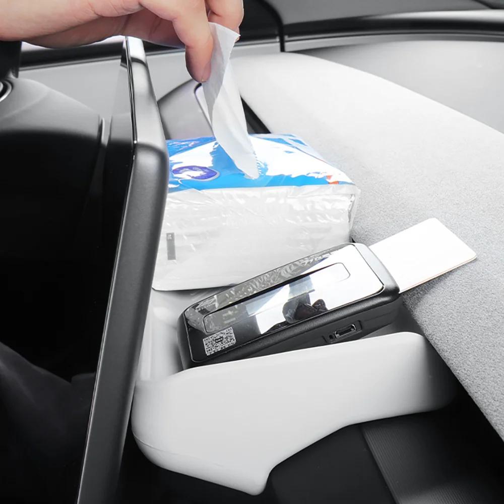 Pour Tesla Model Y Juniper 2025 Modèle de Lancement Model 3 Highland Plateau de Rangement pour Tableau de Bord Écran de Console Centrale en Silicone Boîte Arrière pour Téléphone ETC