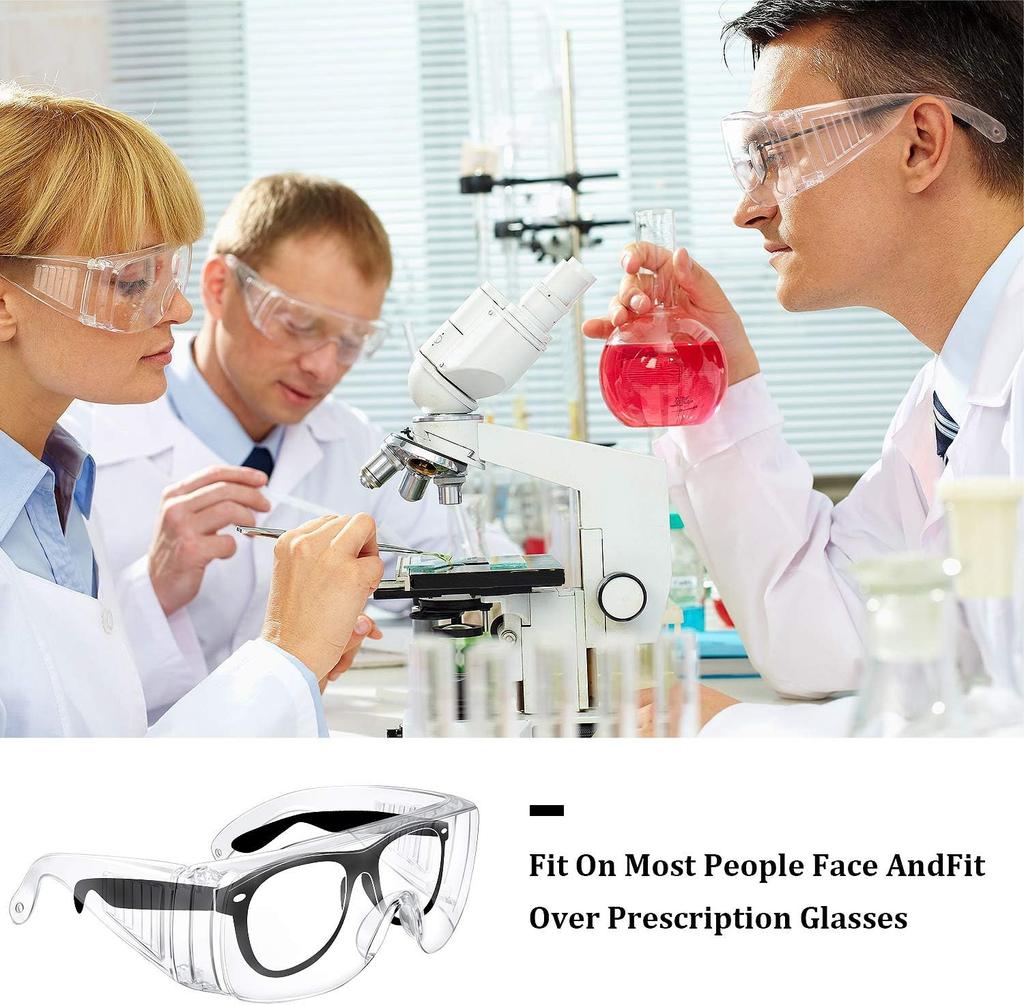 4 Pack Clear Safety Glasses bulk, Lightweight Protective Eyewear For Men Women, Over Goggles Impact Scratch Resistant