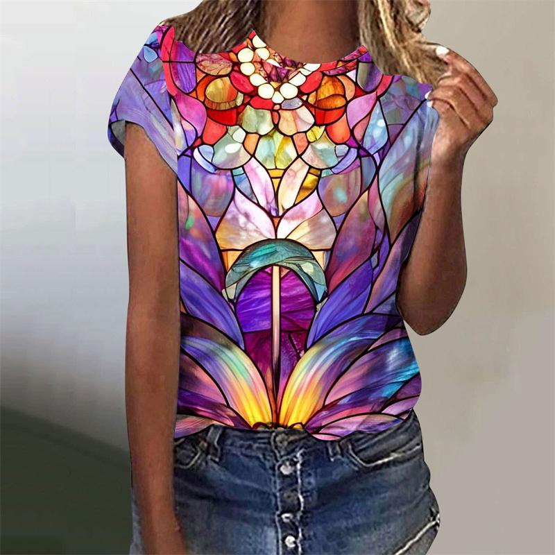 Buntes Schmetterling Tierdruck T-Shirt Damen Harajuku Vogel Blume Grafik Kurzarm T-Shirts Mode Grafik O-Ausschnitt T-Shirt Top