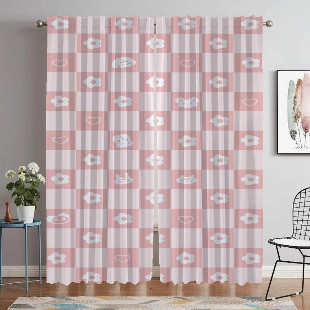 Köksgardiner för vardagsrum Gardin Rutiga rullgardiner Halloweendekoration Avskärmning Heminredningsgardiner 2 stycken