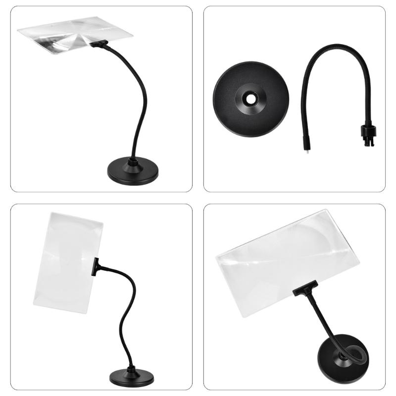 4 Times Magnifying Glass Magnifying Screen Magnifier with Stand Flexible Neck for Reading Small Prints Sewing Phone