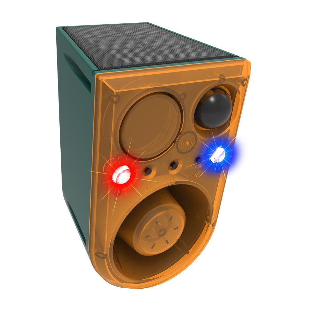 

Ruosheng Сигнализация на солнечной батарее с пультом дистанционного управления, ультразвуковой стробоскоп, голосовые оповещения и светодиод для отпугивания животных