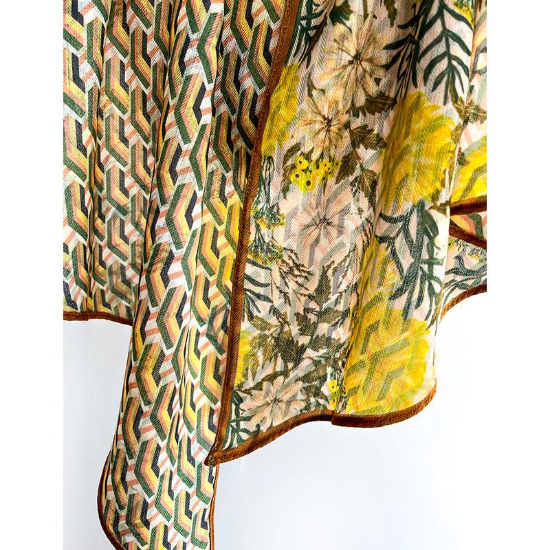 New Retro Small Floral Versatile Age-reducing Long Scarf Streamer Multifunctional Headband Neck Scarf Professional Women's Summer