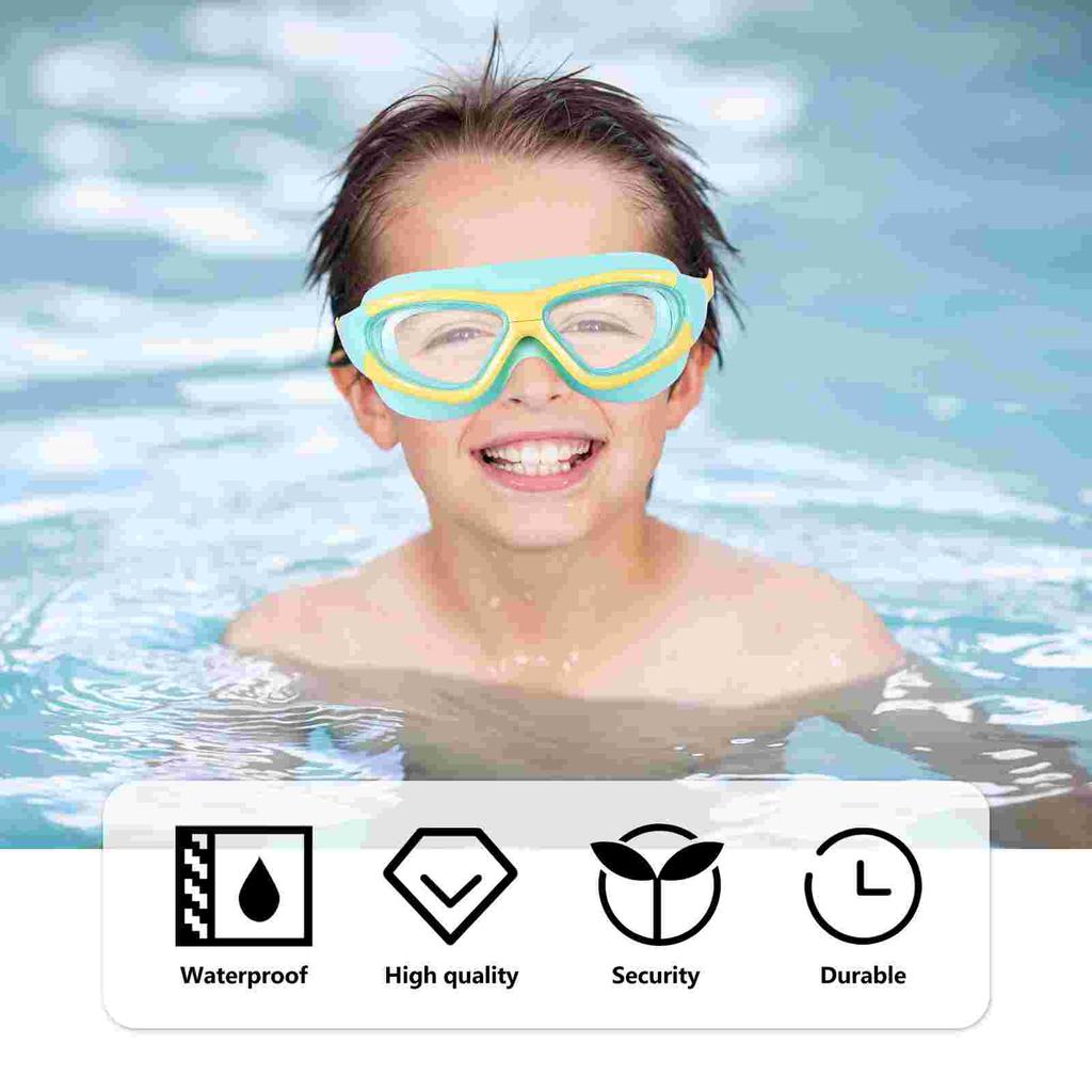 Kinder Schwimmbrille Großrahmen Antibeschlag Wasserdicht PC-Linse Silikonband Bonbon-Grün Kinder Schwimmbrille Vision