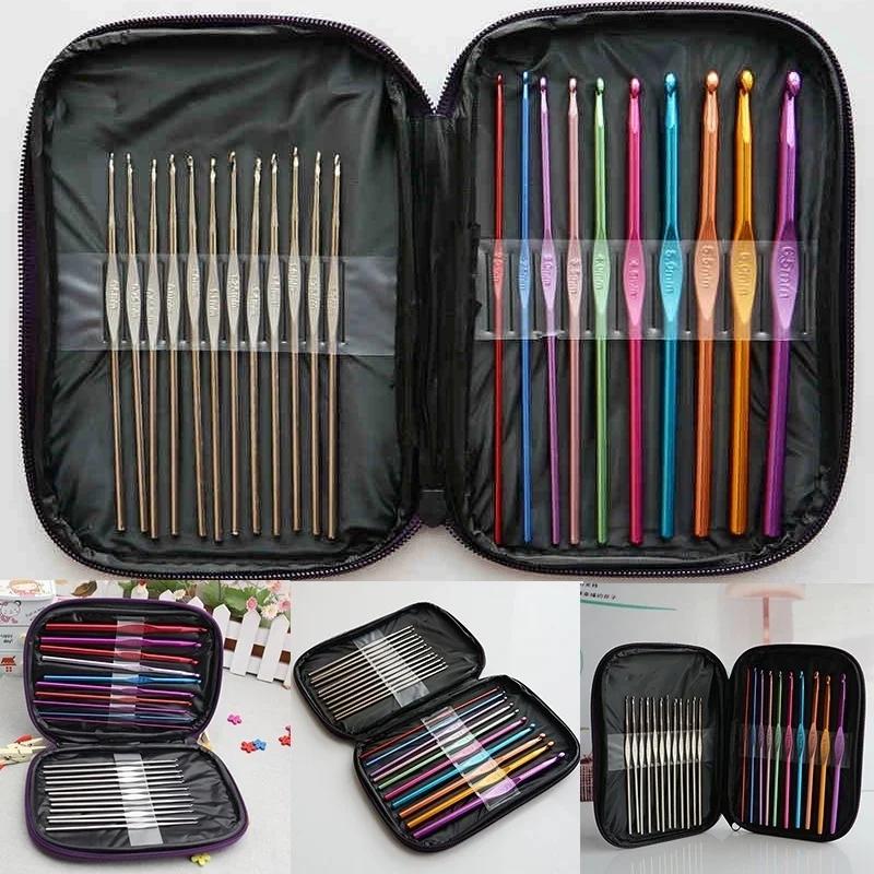 22 pezzi/Set Uncino da maglia Uncino a scatto Uncino per trecce Uncinetto Infila ago Ago per tessitura capelli Accessori per extension Filo per tessitura