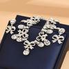 2 pieces Bow Rhinestone Jewelry Set Inlaid Crystal Necklace Set Necklace Earrings Set  Party