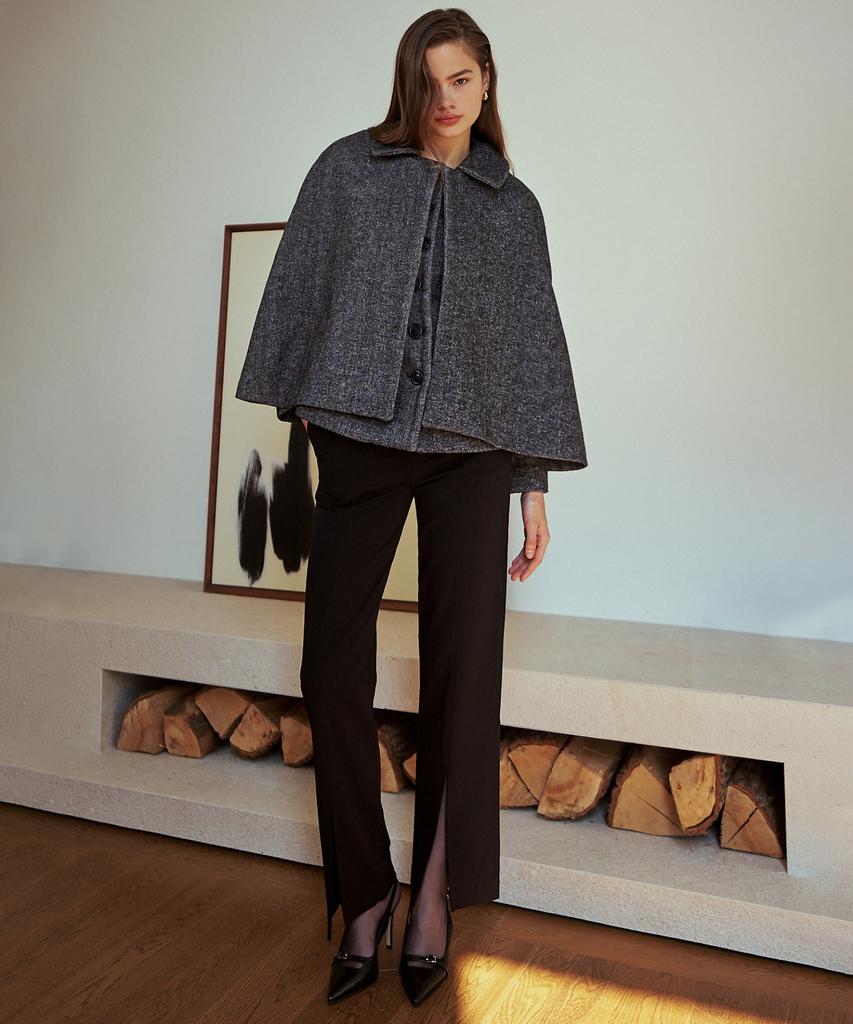 LETTRE DE LE TOILE Front Slit Slim-Leg Pants