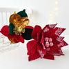 Flocking Artificial Christmas Flower Beautiful Xmas Tree Ornaments  New Year Decor