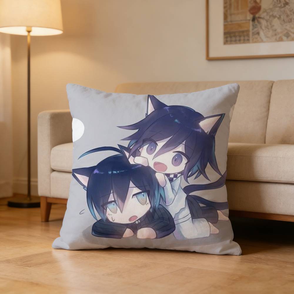 K-Kokichi Ouma Shuichi Saihara D-Danganronpa V3 Pillow Case For Sofa Living Room Home Office Decor Protective Cover Peach skin 18*18(CM)-1Pcs