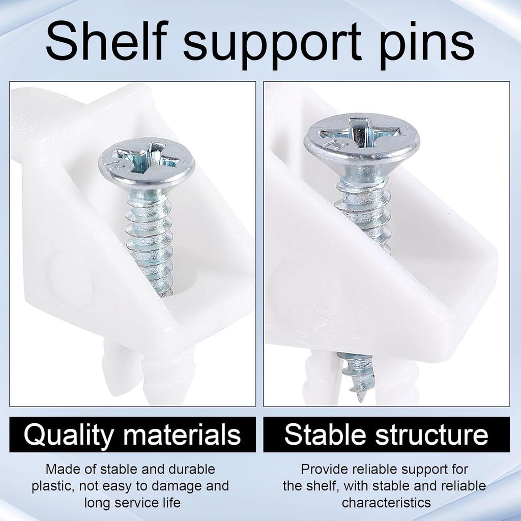 12pcs Shelf Support Pins with Screws, Plastic Kitchen Cabinet Shelving Pegs for IKEA Part #101558 (Pax & Komplement) Durable Furniture Hardware