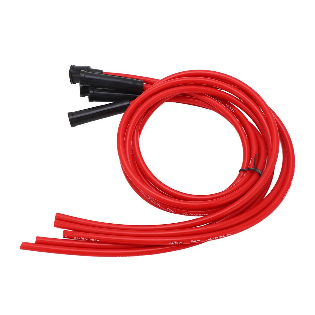 Spark Plug Ignition Wire Set Red High Performance Silicone 1m Car Ignition Wire for 4 Cylinder Automobile 8mm