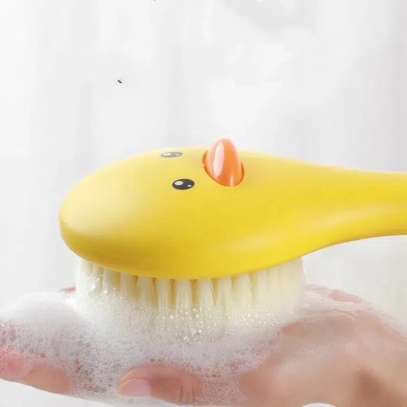 Niedliche Ente Badbürste mit langem Griff Weiche Borsten Badbürste Hautmassagegerät Duschschrubber Peeling Körperreinigungsbürste Badezimmer