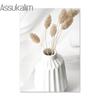 Beige Canvas Painting Vase Flowers Art Prints Dried Grass Print Pictures Reed Cup Wall Pictures Nordic Wall Poster Home Decor