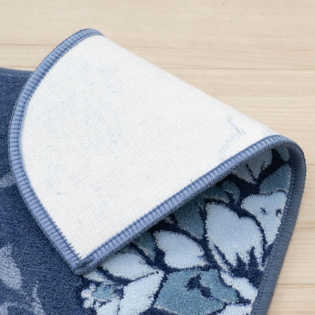 Senko DECORMUSEE Precious Long Toilet Mat, Approx. 80 x 60 cm, Navy Blue, Elegant, 30276