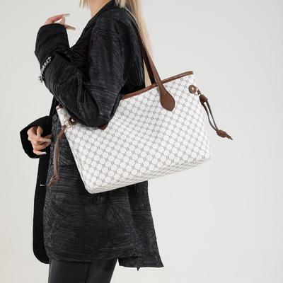 Luxe draagtas met grote capaciteit, retro print, veelzijdige tas, modieuze, stijlvolle damesschoudertas
