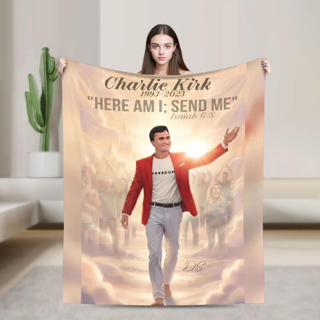 Charlie Kirk Angelic Advocate Soft Blanket  Travel Office Plush Throw Blanket Fashion Couch Bed Flannel Bedspread Sofa Bed Cover