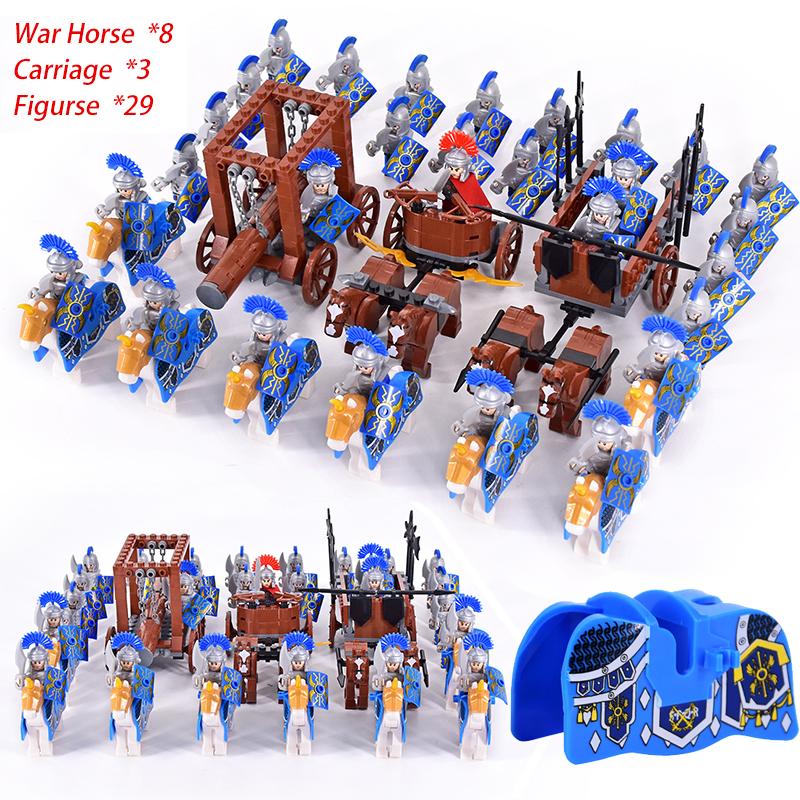 Medieval Age Castle Knights Spartan Warriors Crusader Roman Legion Infantry War Horse Chariot Building Bricks Blocks Figures Toy