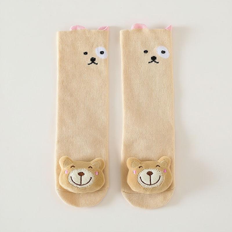 

Children’s Knee High Non Slip Cartoon Animal Socks 3D Cotton Long Socks for Boys and Girls Baby Knee Protector Fall Winter Wear бежевый