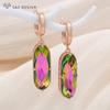 Elegant Vintage Large Egg Shape Crystal Drop Earrings For Women Wedding Luxury Jewelry Rose Gold Color Oval Eardrop