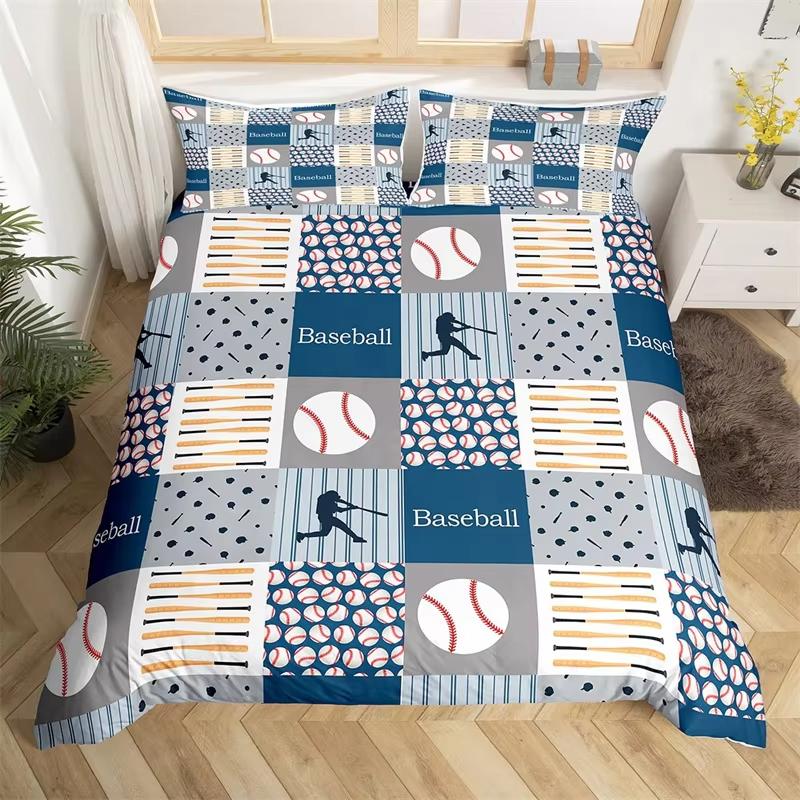 Young Boys Basebal Soft Duvet Cover Tens Sports Theme Beding Set Microfiber 3D Basebal Bat Gloves Warm Comforter Cover Twin King Quen Sized Dimensions