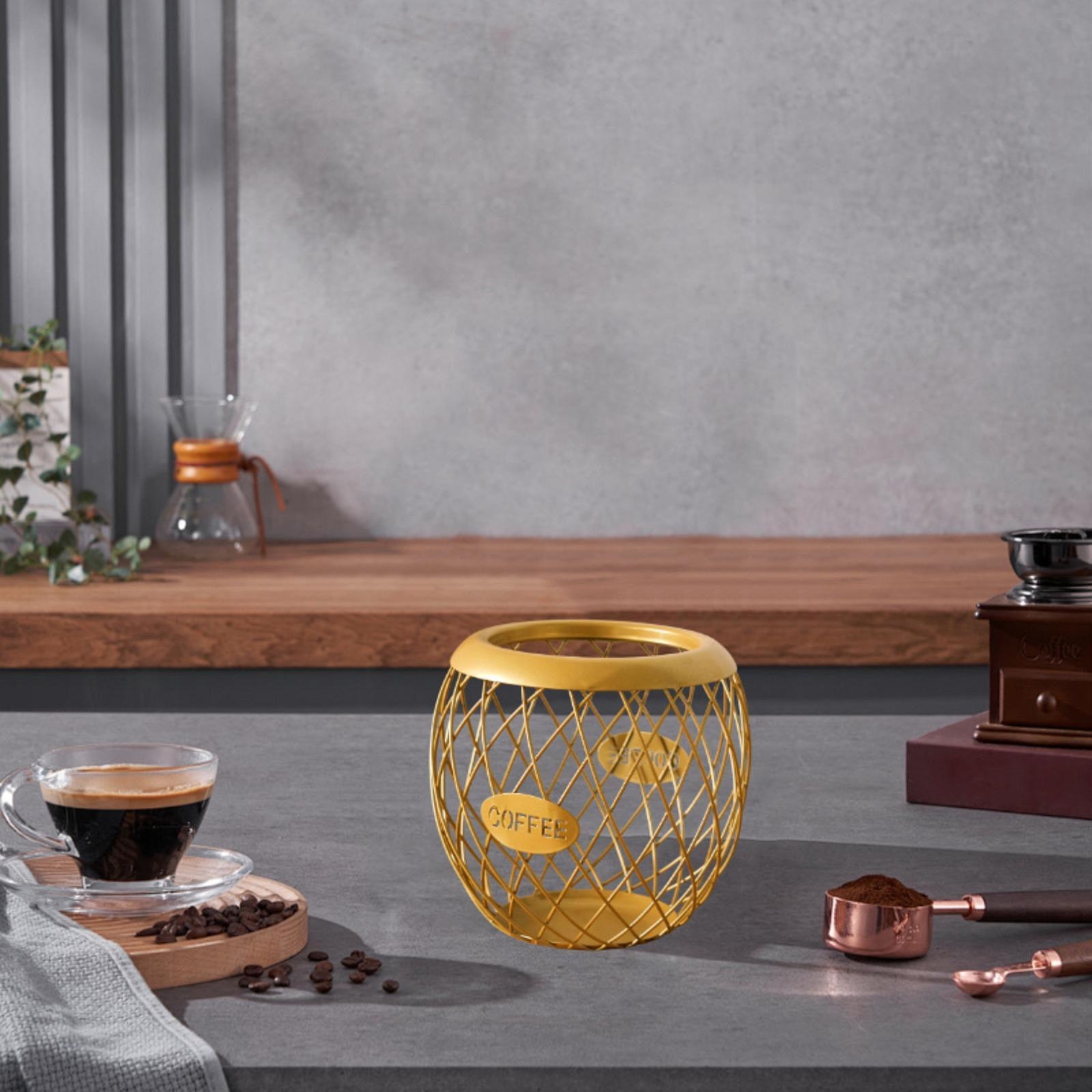 Espresso Coffee Pod Organizer Coffee Bar Accessories Iron Coffee Pod Storage Container for Counter Family Desktop Kitchen Home