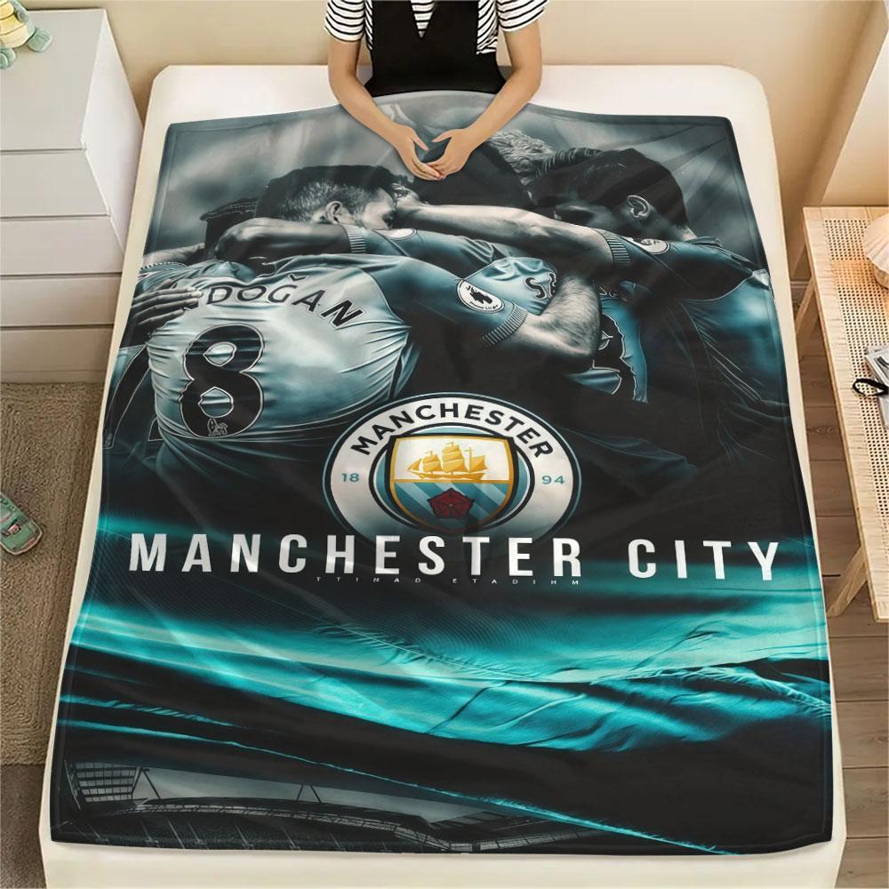 Man City Printed Flannel Blanket, soft throw for bedroom sofa, washable, fan merchandise, great gift.
