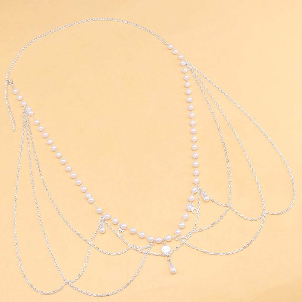 New retro chain belt skirt antique Hanfu clothing, pearl tassel multi-wave national style waist chain