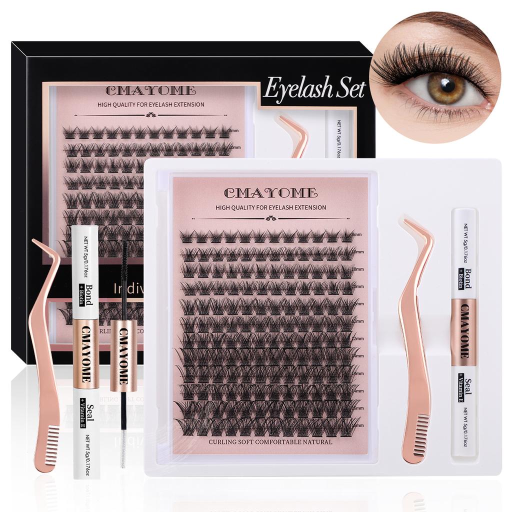 Single Cluster C Curved Multi-Hair False Eyelash Set 8-16Mmdiy Segmented Grafting Thick Eyelashes
