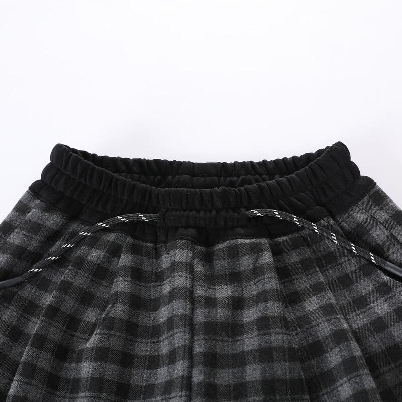 Mengte Jiao Girls' Modern Plaid Wide-Leg Casual Pants