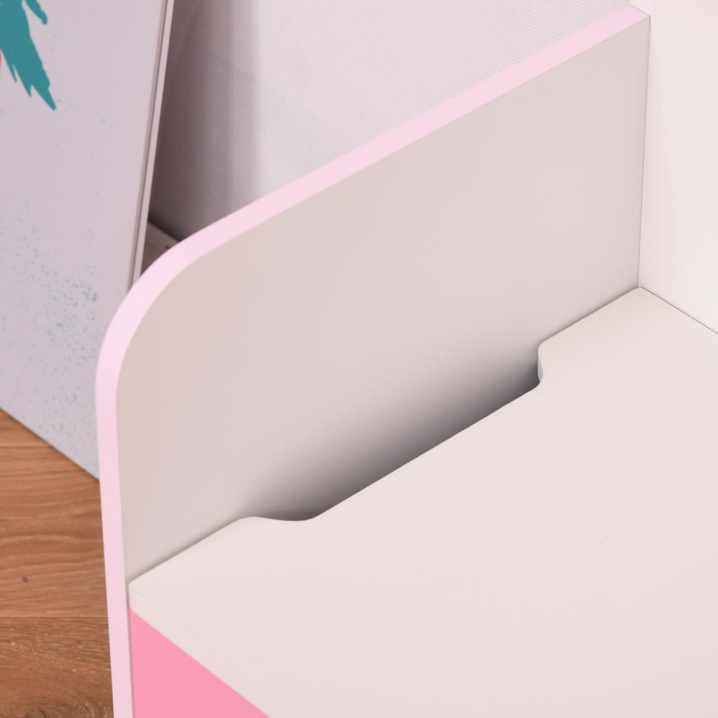 Storage Bench with Backrest in Wood for Children from 3-6 Years, 60x30x50 cm, Pink