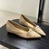 Fashion Fashion Flock Women Flats Slip On Shoes Butterfly-Knot Female Height Increasing Footwear Pointed Toe Ladies Flats Shoes lady