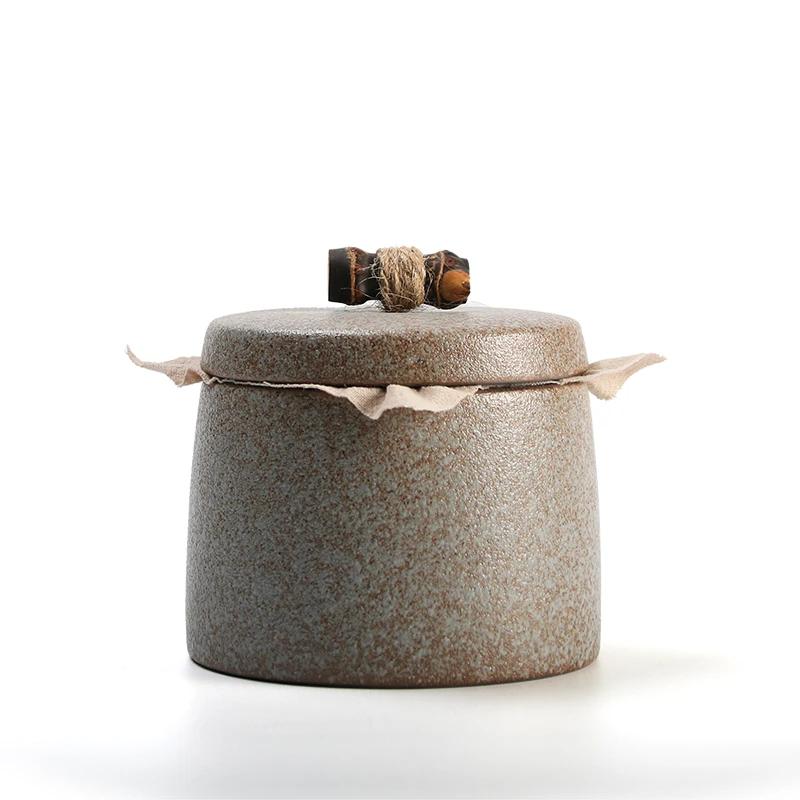 Ceramic Moisture-proof Sealed Tank Tea Caddy Organizer Home Storage Tank retro black ceramic moisture-proof sealed jar Tea Can