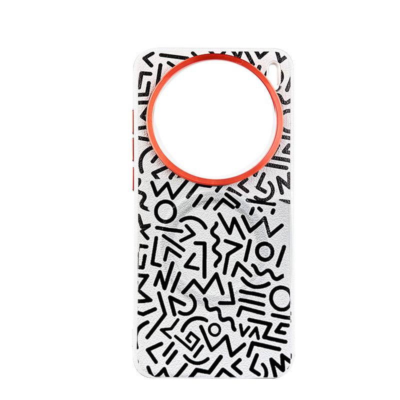 Graffiti Case For Vivo X200 Ultra and X200S Magsafe Wireless Charging Lens Protection Anti-slip Grip Plain Vegan Leather Cover