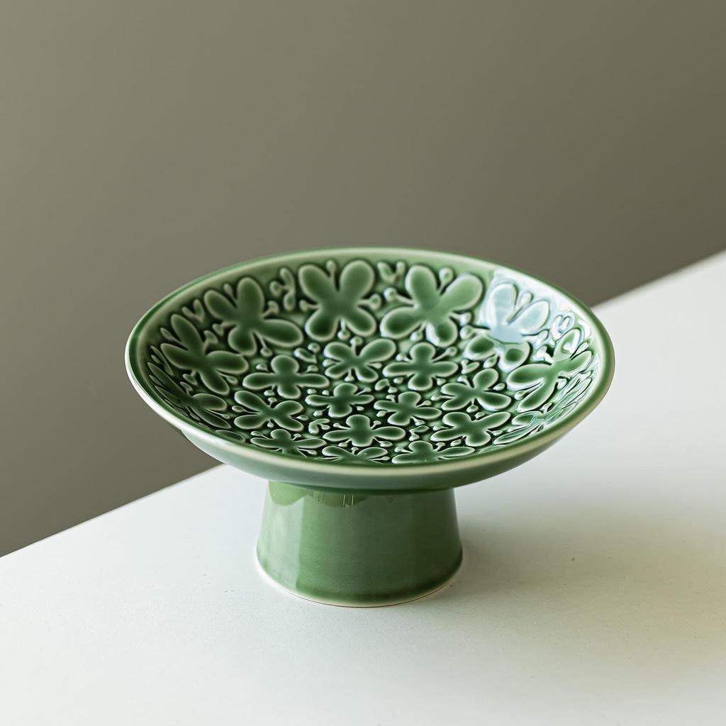 Elegant Ceramic Fruit & Dessert Plate with High Base – Luxurious Tableware for Cold Dishes